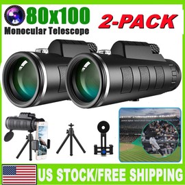 Unbranded 2X Day Night Vision 80x100 Zoom HD Monocular Starscope Monocular Telescope BAK4