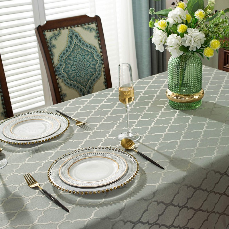SASTYBALE Jacquard Tablecloth Flower Pattern Polyester Table Cloth Spill Proof