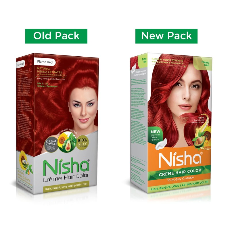 Nisha Cream Hair Color (150 ml/each) Flame Red Pack of