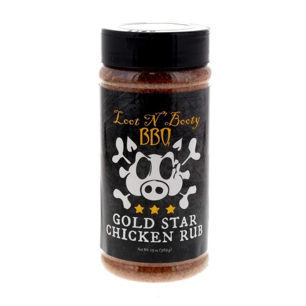 Loot N' Booty BBQ Gold Star Chicken Rub 13 Oz Shaker