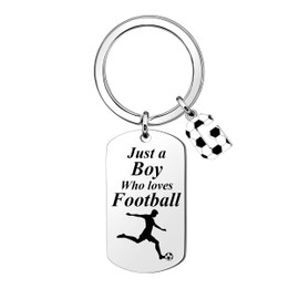 LUXYSODE Football Initial A-Z Keyring Football Gifts For Boys Football Keyring Keychains Footballer Gifts Birthday Christmas Graduation Gifts Just A Boy Who Loves Football (G)
