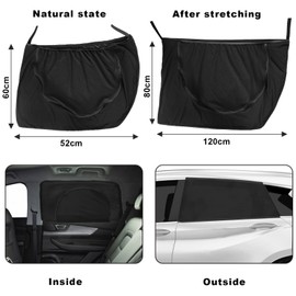 2-teilige Autofensterjalousien, Sonnenschutz Auto Dehnbarer Heckscheiben-Sonnenschutz Auto Fenster Sonnenschutz Elastisch Car Zipper Side Window Sun Protection-Heckscheibe