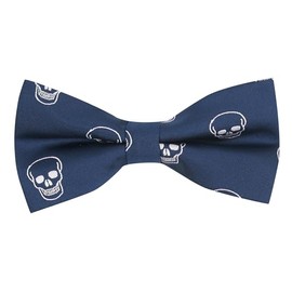 King & Priory Navy Embroidered Skull Bow Tie, Blue, One Size, blue, Unit size
