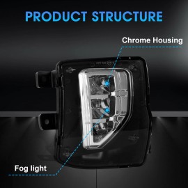 Mayello Pair For 2016-2018 Chevy Silverado 1500 LED Smoke Bumper Fog Light Lamps LH RH