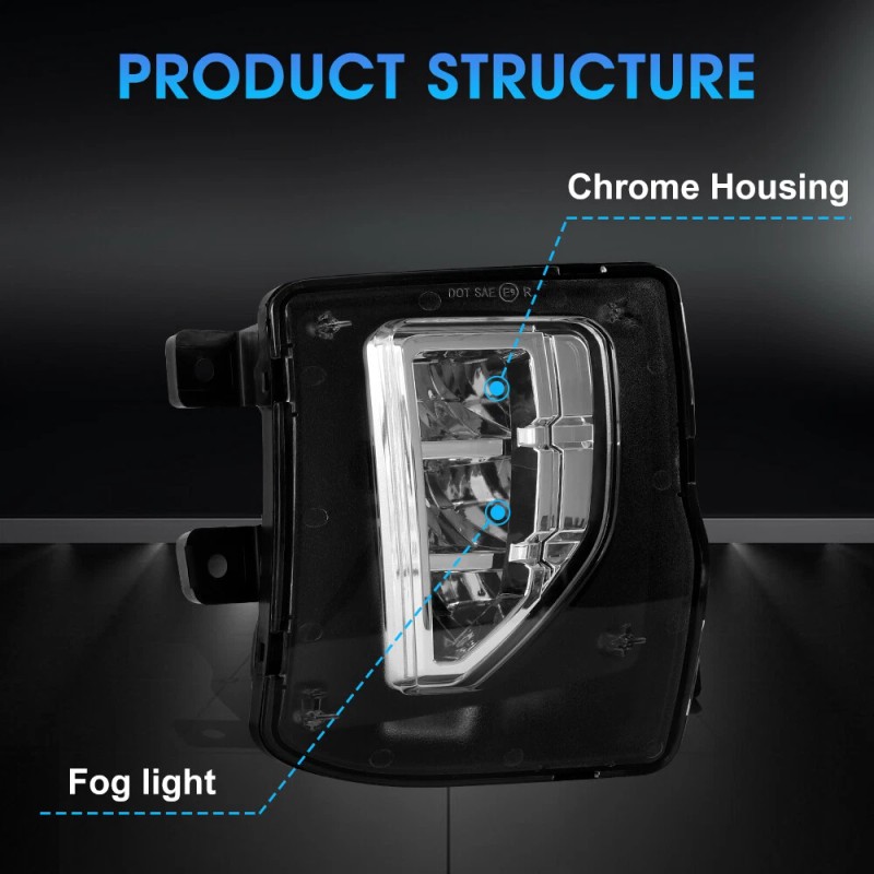 Mayello Pair For 2016-2018 Chevy Silverado 1500 LED Smoke Bumper