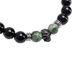 LUCKMAN Pulseras Hombre Calavera de Acero Inoxidable con Piedra Labradorita Negra y Venturina Verde estilo Brazalete – Accesorios y Joyería para Hombre, Regalos para Hombre Cumpleaños y Regalos para Papá Originales, Modelo Remy