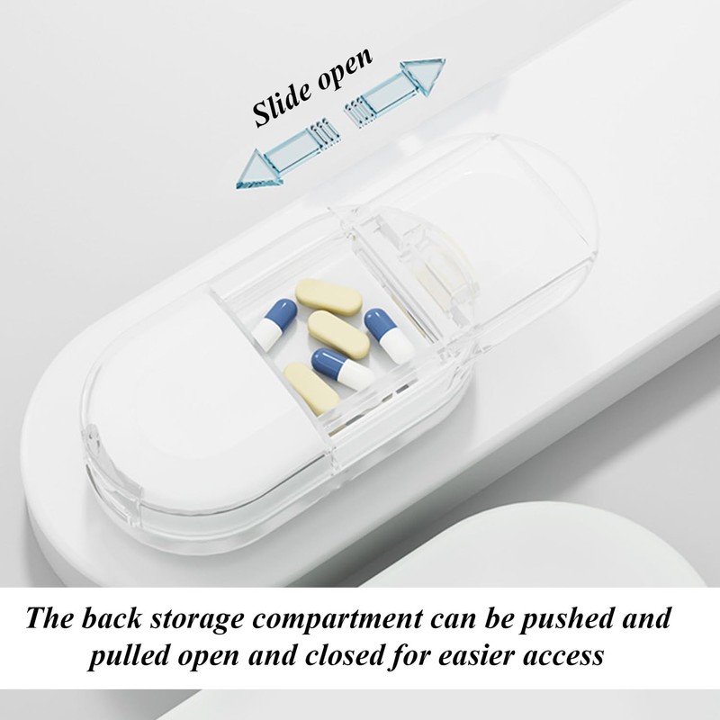 2 Piece Pill Cutter, Portable Pill Box, Pill Dispenser, Suitable