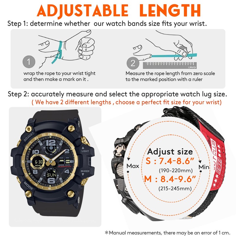 Watch Band Strap for Casio G-shock GG-1000/GWG-100/GSG-100,Super Rugged Nylon Sports