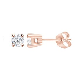 IGI Certified Lab Grown Diamond Stud Earrings In 10k Solid Rose Gold (0.15 cttw, I-J Color, I2-I3 Clarity)