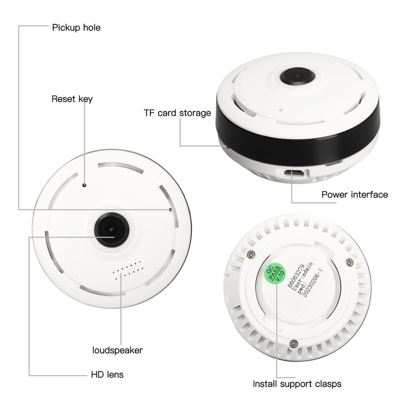 Fisheye 360 Degree Panoramic Webcam Wifi Wireless Camera Night Vision