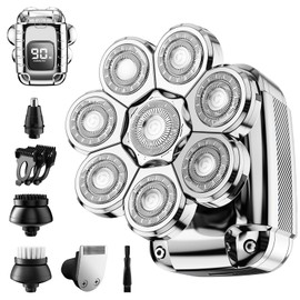 Head Shaver for Bald Men,2024 Upgrade 8-in-1 Men’s Electric Shaver Bald Head Shaver for Men,Electric Razor for Bald Men IPX7 Waterproof Rotary Shaver Grooming Kit with LED Display