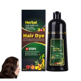 HUDABABY Dark Brown Hair Dye Shampoo 3 in 1 Herbal Natural Dye Cover Gray, for Women/Men Hair Color for Grey Coverage (Dark Brown)