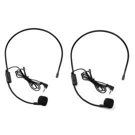 Samcos Clip Microphone 3.5mm Head Mount Set of 2 Headset Microphone Kit Wired Mini Condenser Microphone for Meetings, Promotions, Education, Lectures, Wired Type, Loudspeaker Compatible