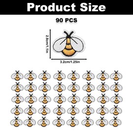 90PCS Mini Bees Iron on Patches, Bee Shaped Embroidered Applique Patch, Insects Themed Iron on Sew on Emblem, Cute Embroidery Patches for Clothes Bags Jeans Jacket Hats DIY Sewing Craft Decoration