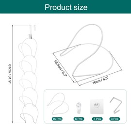 uxcell Hat Rack Hanger Holder Organizer, 15pack Baseball Cap Closet Display Hook, Over Door Wall Mounted Cap Holder for Wigs Scarves Handbags Towels Clothes Ties, White