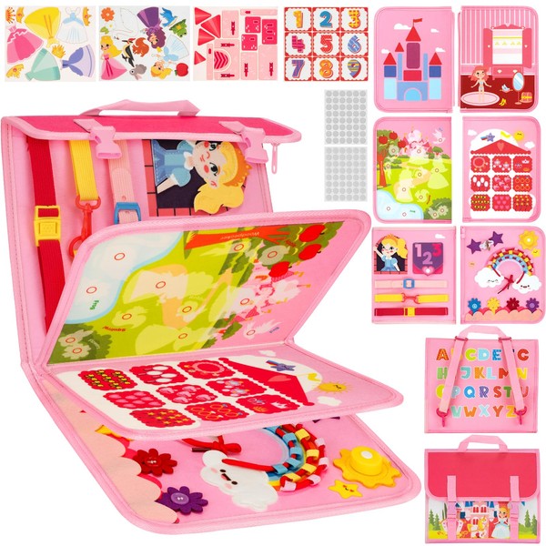 TECHMUR Busy Board[With Puzzle Bag] Montessori Toy for Toddlers. Promotes