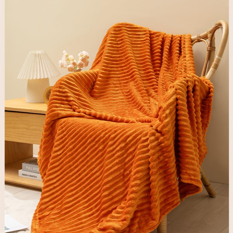 Waterlilyflower 無地フランネル 膝掛け キャンプ 毛布 ブランケット マイクロファイバー ひざ掛け 快適なフランネル素材で冬のキャンプや室内での使用に最適 (オレンジ色です,