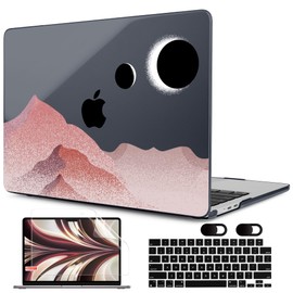MEEgoodo Case M3 for MacBook Air 13.6 inch Case 2024 2022, Fit Model A3113 A2681 with M3 M2, Clear Laptop Hard Shell Cases with Keyboard & Webcam Cover & Screen Protector, Solar Eclipse