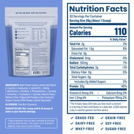 NativePath Complete Beef Protein Powder Isolate – Grass-Fed, Pasture-Raised, Dairy & Lactose Free, Gluten Free, Zero Sugar, MCTs & Amino Acids – 20g Protein, Vanilla Flavor, 30 Servings