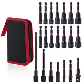 LEONTOOL Magnetic Nut Driver Set, Magnetic Nut Driver Set, Impact Screwdriver Bit Set, Impact Socket Set, Meter, 0.2 - 0.6 inches (6 - 14 mm), SAE 1/4"-9/16" Socket Set for Electric Screwdrivers,