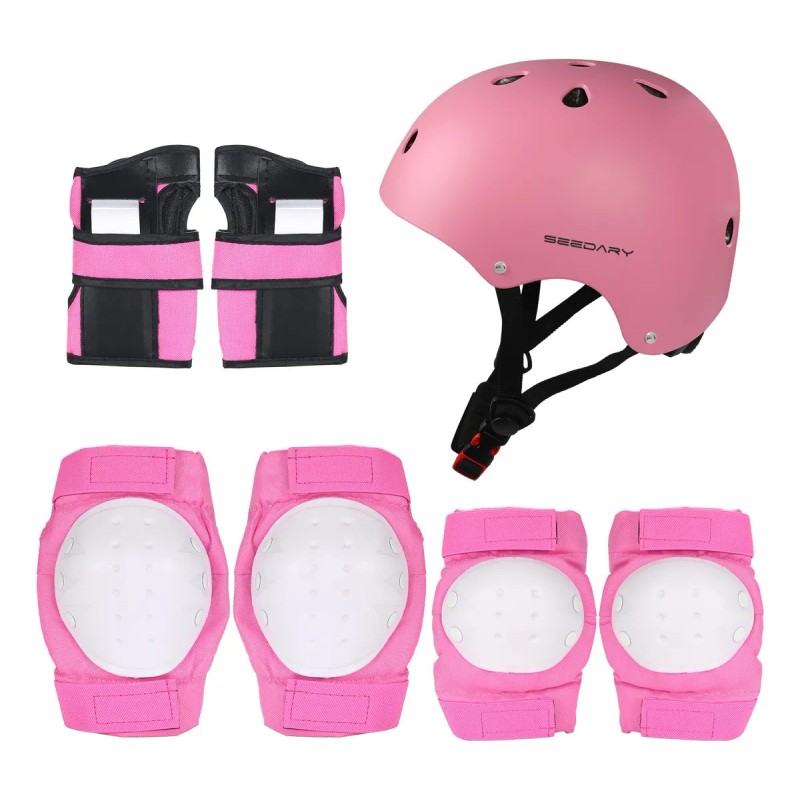 7pzs Kit De Proteccion Casco Codo Mano Patinaje Rodilla Niño