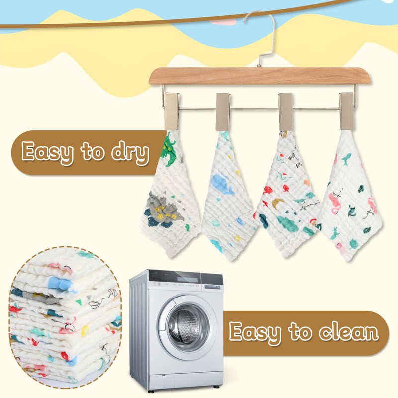 Kigift 10 Pieces Muslin Cloths for Baby, 30 x 30cm