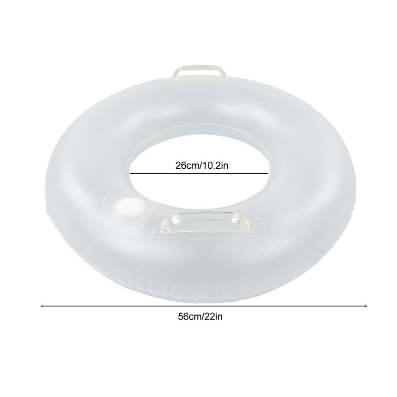 LED Inflatable Swim Ring with 2 Handles Transparent Swimming Floating