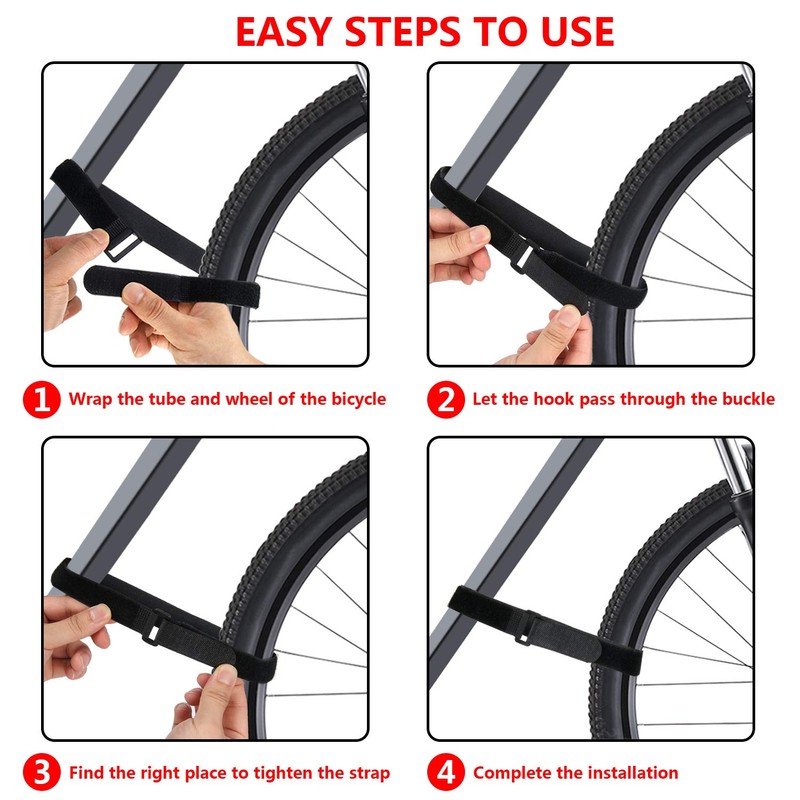 SANNIX 4 Pcs Reusable Bike Wheel Strap Adjustable Bike Wheel