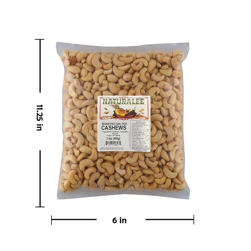 Naturalee Cashews 2 lbs - Roasted, Salted - Natural Heart