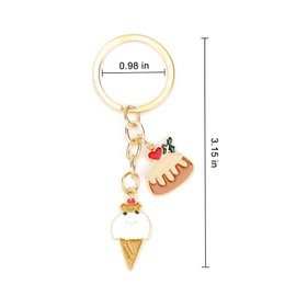 Gallkeat Ice Key Ring, Kawaii Key Ring Women, Aesthetic Bag Charm Girls, Cute Ice Cream Keyring, Cute Bag Charms