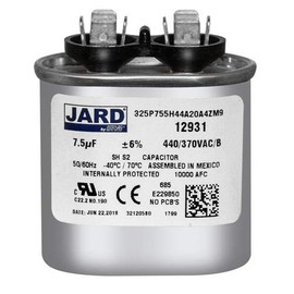 7.5 uF x 370 or 440 VAC Oval Run Capacitor by JARD # 12931