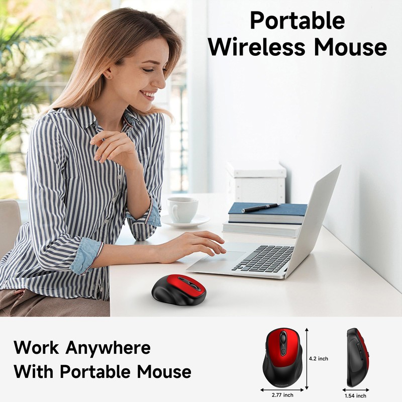memzuoix Wireless Mouse, 2.4GHz Nano Receiver, 3 DPI Levels (800/1200/1600),