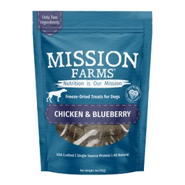 Mission Farms Freeze-Dried Raw Chicken & Blueberry Dog Treats All Natural and USA Crafted, 3oz