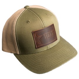 Ox & Pine Handmade Texas Patch Trucker Style Hat. Customizable. (Navy/White, Charcoal, or Green/Khaki) (State of Texas, Navy/White, Cafe) (Texas License Plate, Green/Khaki, Nut Brown)