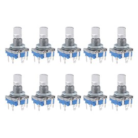 sourcing map 360 Degree Rotary Encoders Code Switch Digital EC11 7 Pins 8 mm D-Shaft Pack of 10