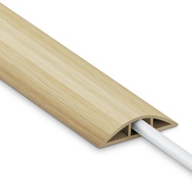 Floor Cord Cover 4FT, White Maple Wood Cord Hider Floor, PVC Cord Protector Floor, Hide Extension Floor Wire Covers for Cords, Organizer Wires Floor Cable Cover, Cable Cavity: 0.47" (W) x 0.24" (H)