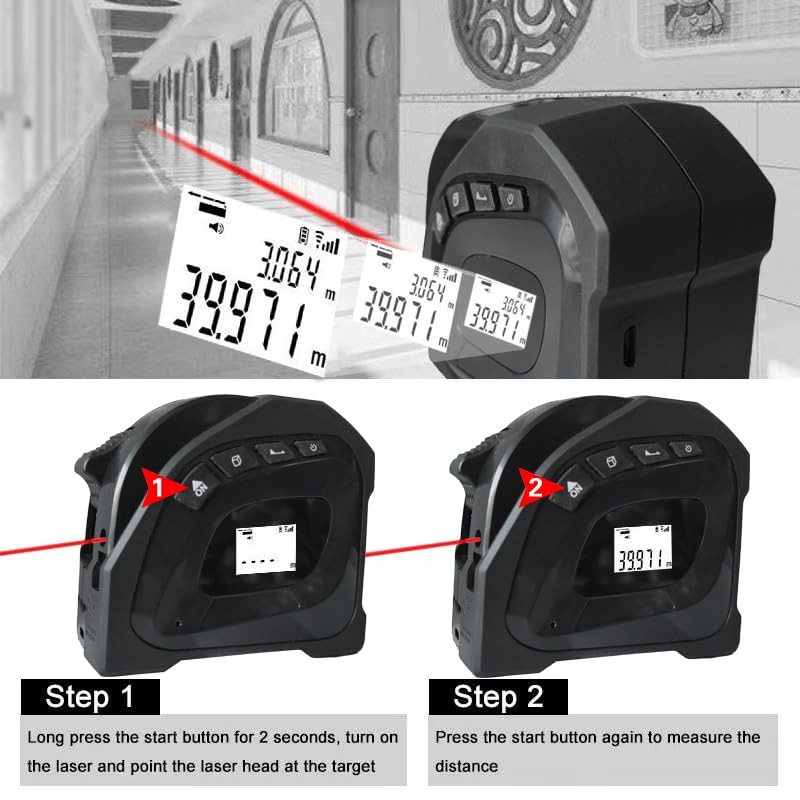 KALEA-INFORMATIQUE 5M wide tape measure with built-in laser rangefinder with