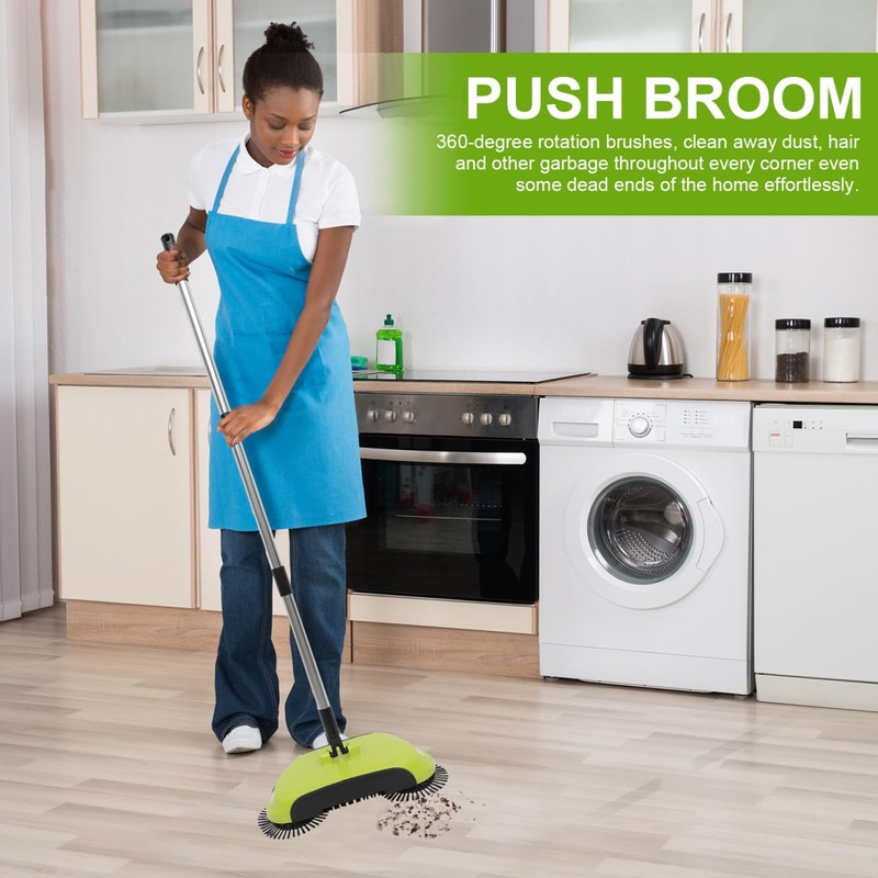 Manual Push Floor Sweeper Broom, Hand Push Sweeper with Enclosed