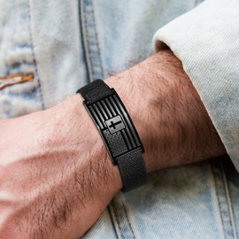 Zocomi Cross Bracelet for Men Boys, Black American Flag Elastic Stretch Band Bracelets Christian Religious Wrist Jewelry Valentines Easter Gifts Male Teen Teenage Kids Boys Age Son Lord's Prayer