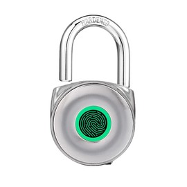 Blusafe Fingerprint Padlock, Smart Fingerprint Padlock, Anti-Theft, IP66, 20 Fingerprints, Black/Chrome, Long/Short Shackle, Gyms, Gardens, Schools, Bikes, Gates (Short, Chrome)