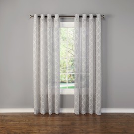 TWILL & BIRCH Juno Embroidered Sheer Grommet Panel