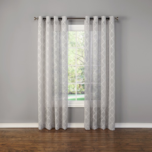 TWILL & BIRCH Juno Embroidered Sheer Grommet Panel