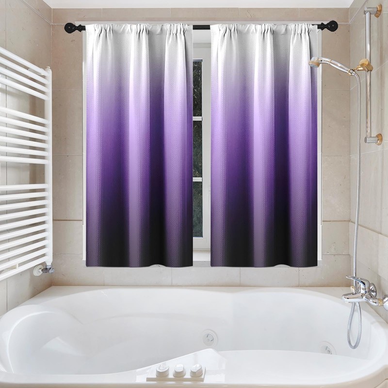 Culudea Lavender Purple Ombre Waffle Textured Cloth Shower Curtain Set,