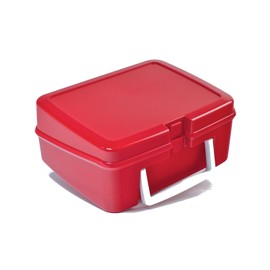 Icarus Housewares Lunchbox Red Plastic with White Handle
