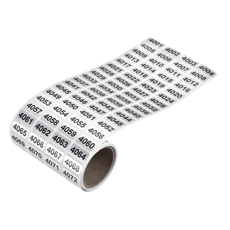 4001 to 5000 Inventory Number Sticker Labels, 0.39x0.79 Inch, Waterproof