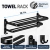 Foldable Wall Mount Towel Rack with Hooks – Black Steel