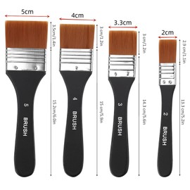 Paint Brushes for Acrylic Paint – 4 pcs Set of Premium Artist Brushes, Professional Grade Flat Bristle Nylon Brush, Ergonomic One-Piece Design, Practical and Versatile, Perfect for Home Decoration