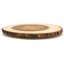 Lipper International 1066 Acacia Lazy Susan Large Slab with Bark Rim, Brown