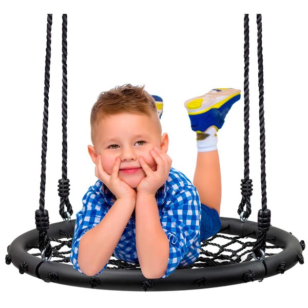 Sorbus Saucer Tree Swing- Kids Outdoor Disc Round Swing - 24" Heavy Duty 220lbs Seat- Easy Install Flying Saucer Web Circle Swing- Perfect for Gift,Playground, Birthday, Xmas, IndoorOutdoor Tire Swing