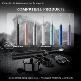 Heblumin Ladegerät Strom Kompatibel mit AquaSonic Sonicare Zahnbürste für Black/Vibe Series Elektrische Zahnbürsten für Erwachsene Ersatz Schallzahnbürsten Ladebasis Ladeadapter Stromkabel